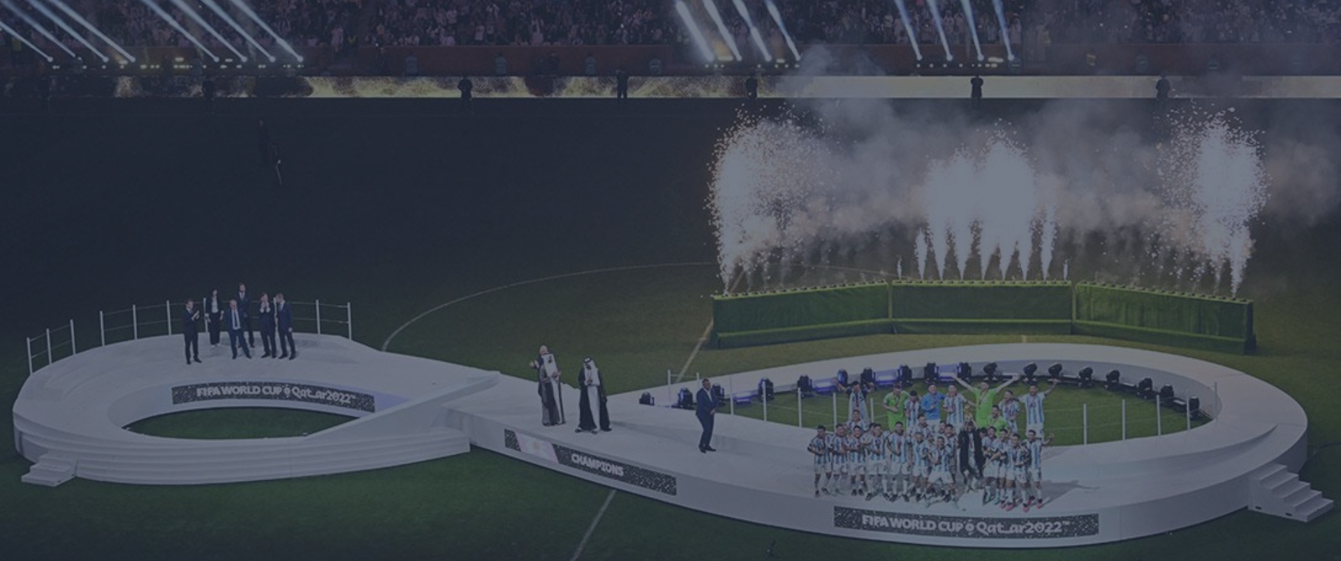 A stadium ceremony at night