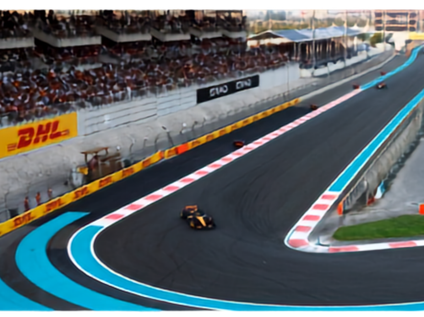 View from the West Straight Grandstand along the back straight