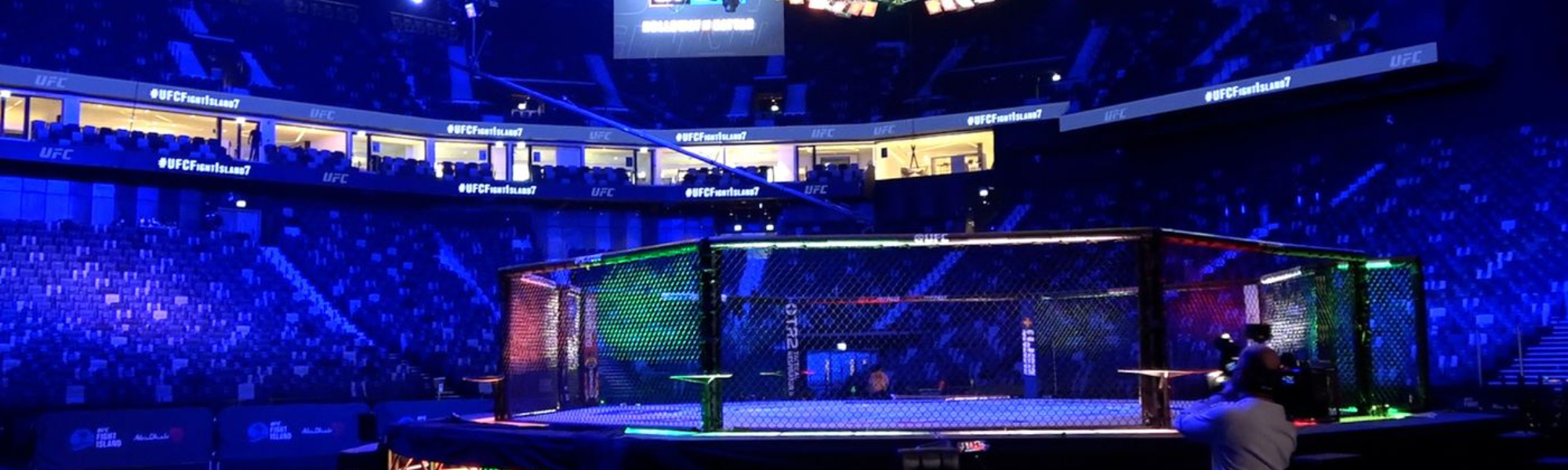 a cage in a stadium