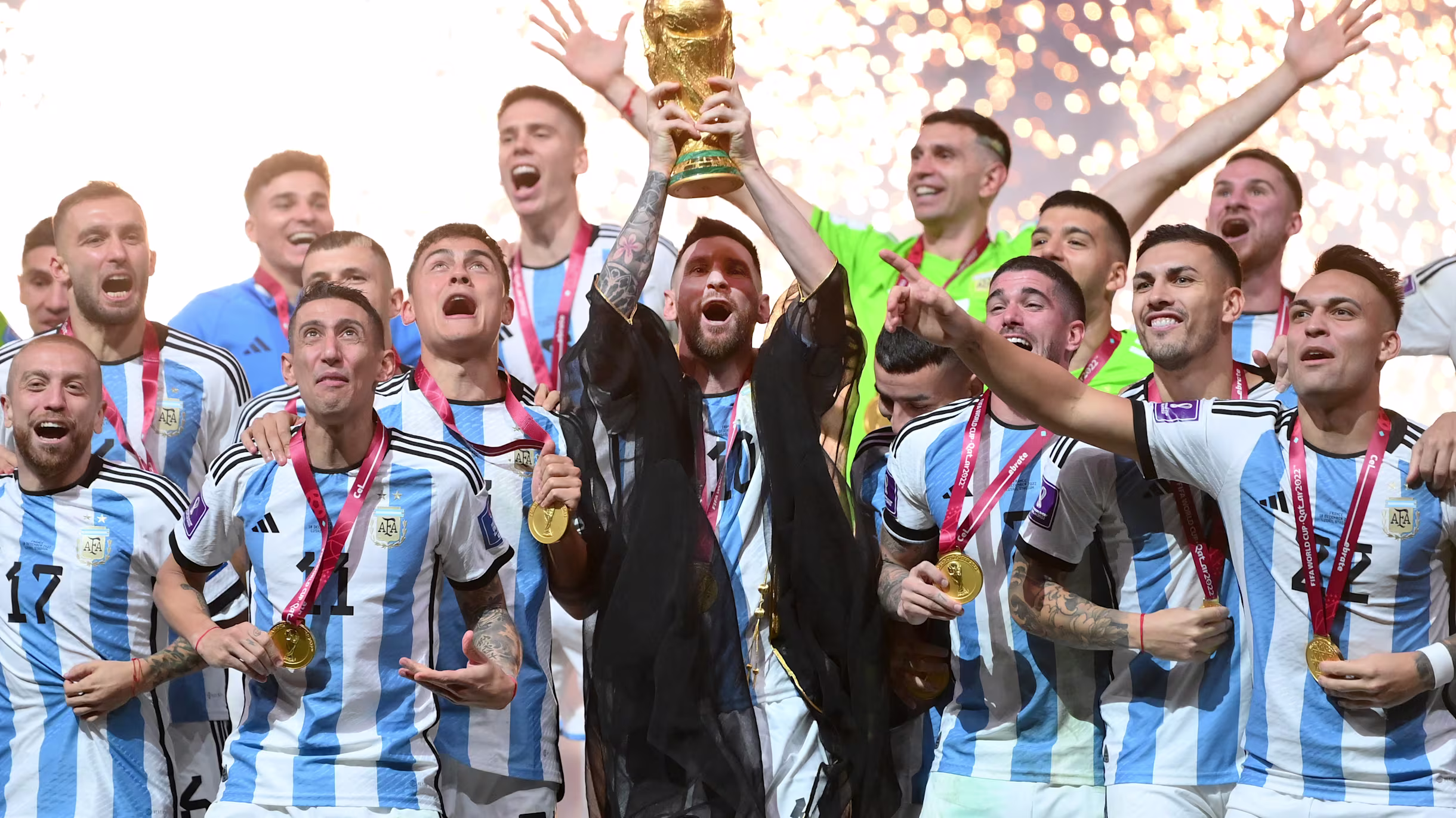 Argentina lifting the FIFA World Cup at Qatar 2022