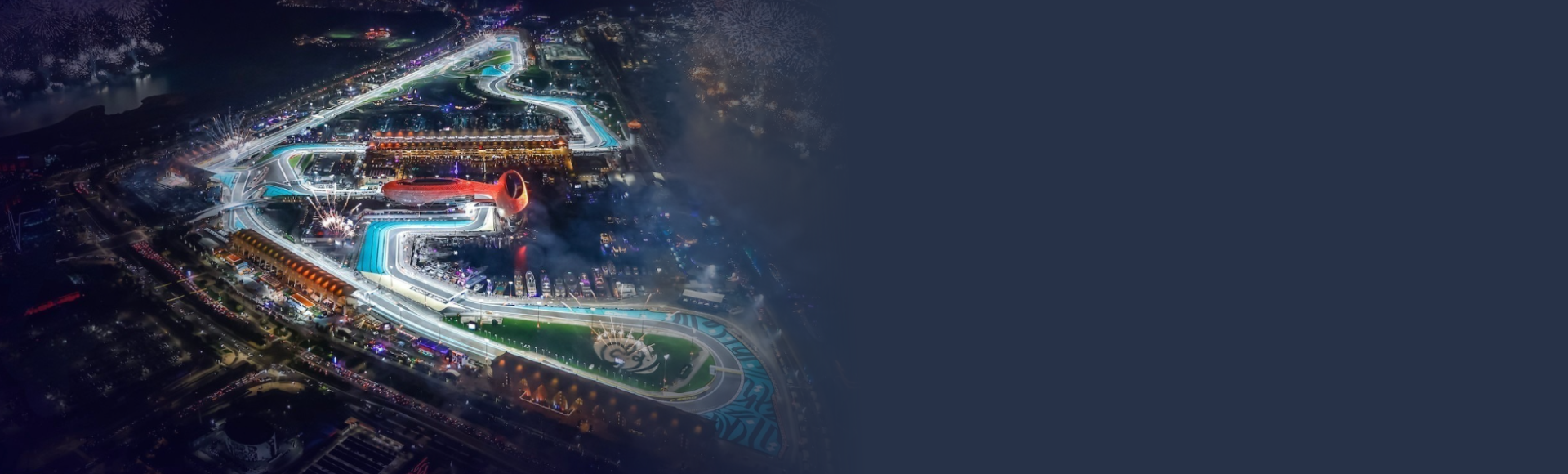 Abu Dhabi Grand Prix private hospitality: Yas Marina Circuit from the air on race night